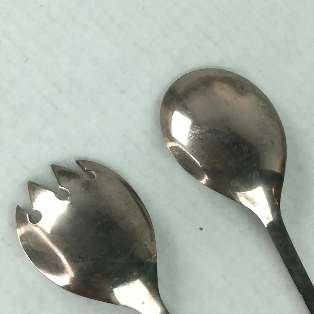 2 Piece Solid Salad Set Italy Silverplate Flatware